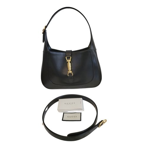 Pre-owned Gucci Jackie 1961 Leather Crossbody Bag In Black