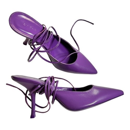 Pre-owned By Far Leather Heels In Purple