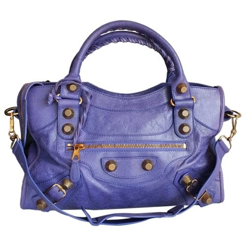 Pre-owned Balenciaga City Leather Handbag In Purple