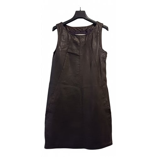 Pre-owned Kaos Leather Mini Dress In Brown