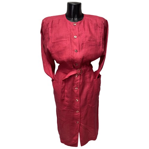 Pre-owned Aigner Linen Mid-length Dress In Red