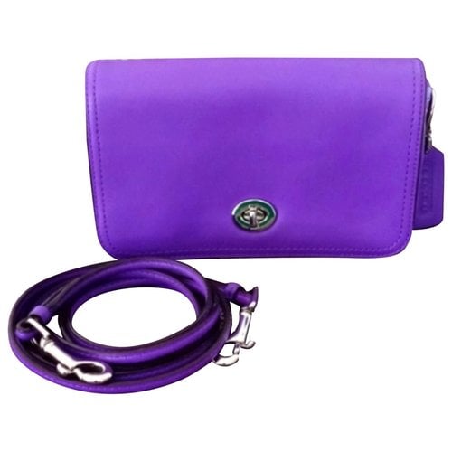 Pre-owned Coach Smooth Crossbody Leather Crossbody Bag In Purple