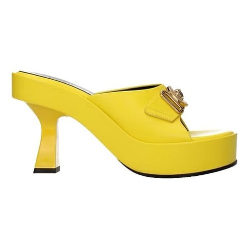 Pre-owned Versace Leather Sandal In Yellow