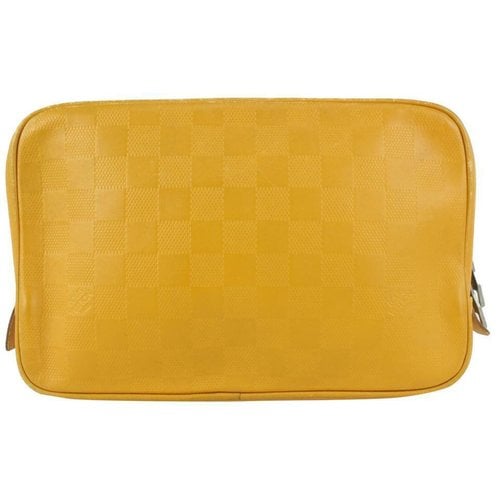 Pre-owned Louis Vuitton Patent Leather Clutch Bag In Yellow