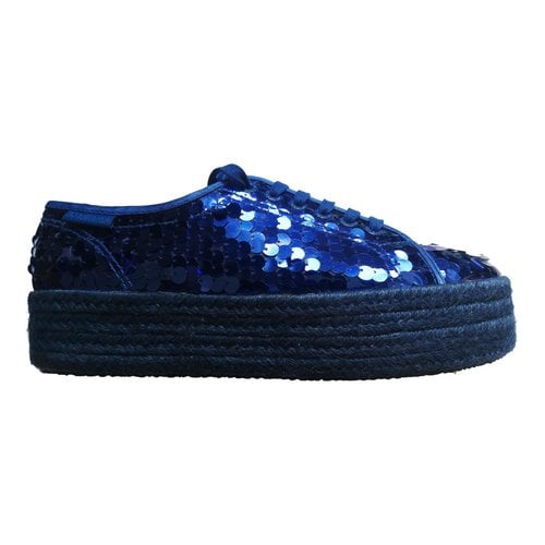 Pre-owned Superga Glitter Trainers In Blue
