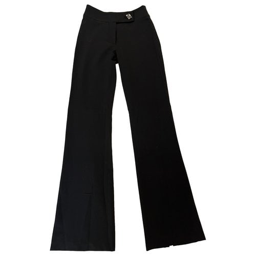 Pre-owned Laura Biagiotti Wool Straight Pants In Black