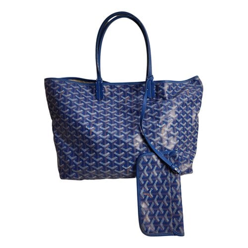 Pre-owned Goyard Saint-louis Leather Tote In Blue