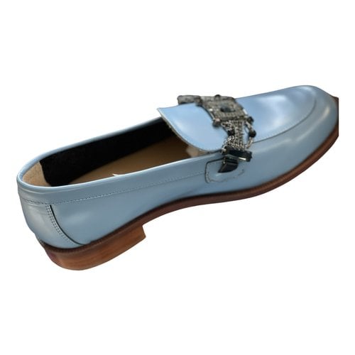 Pre-owned Baldinini Leather Flats In Turquoise
