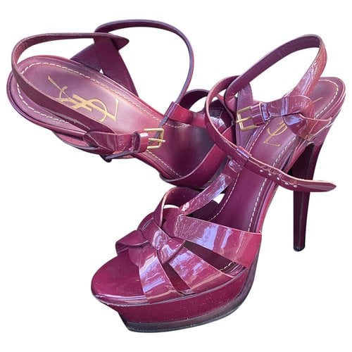 Pre-owned Saint Laurent Patent Leather Sandals In Purple