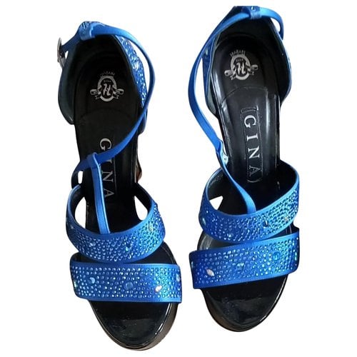 Pre-owned Gina Leather Sandals In Blue