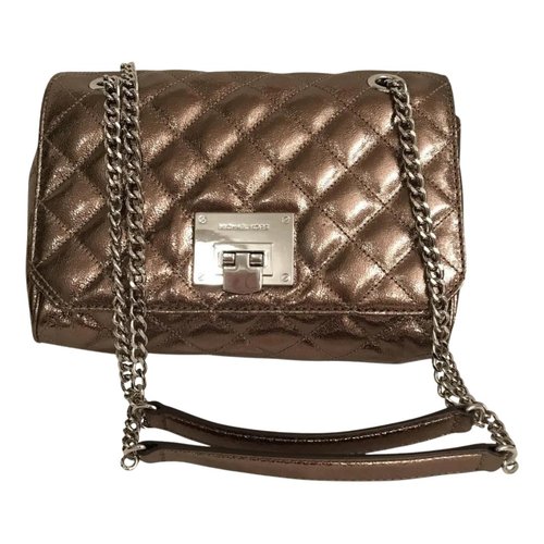 Pre-owned Michael Kors Vivianne Leather Handbag In Gold