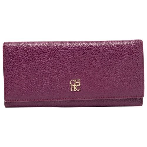 Pre-owned Carolina Herrera Leather Wallet In Burgundy