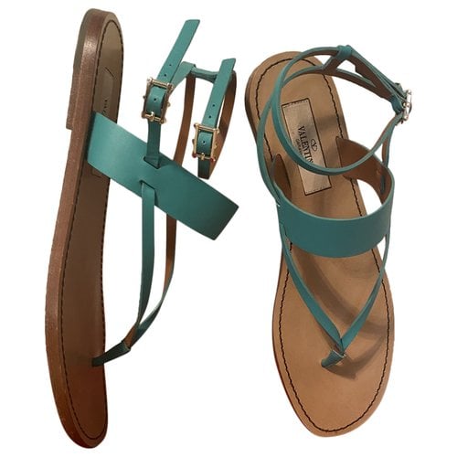 Pre-owned Valentino Garavani Leather Sandal In Turquoise