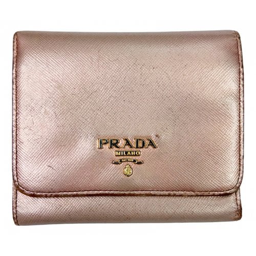 Pre-owned Prada Leather Wallet In Metallic