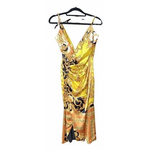 Pre-owned Versace Silk Mid-length Dress In Gold