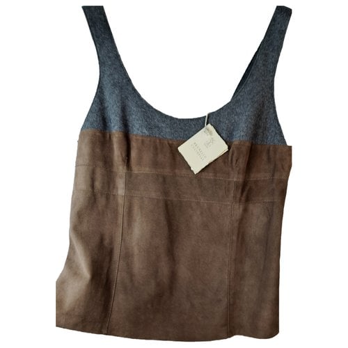 Pre-owned Brunello Cucinelli Leather Camisole In Brown