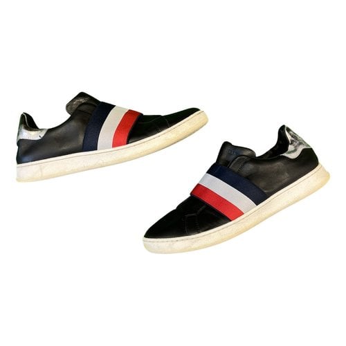 Pre-owned Moncler Leather Trainers In Navy