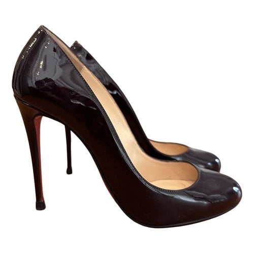Pre-owned Christian Louboutin Pigalle Patent Leather Heels In Burgundy