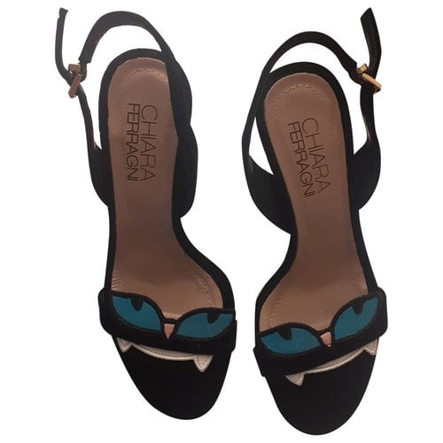 Pre-owned Chiara Ferragni Velvet Sandals In Black