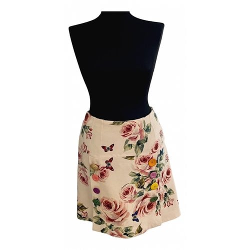 Pre-owned Dolce & Gabbana Silk Mini Skirt In Pink