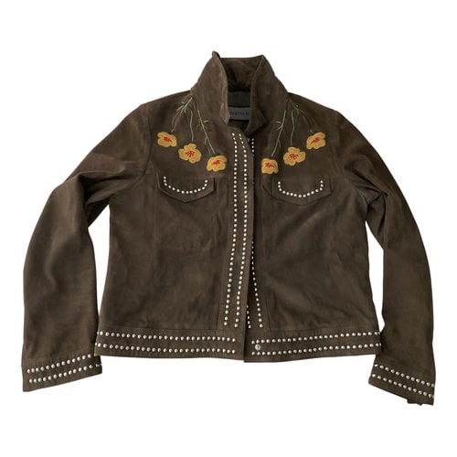 Pre-owned Benedetta Novi Leather Jacket In Khaki