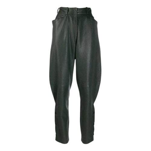 Pre-owned Versace Leather Trousers In Green