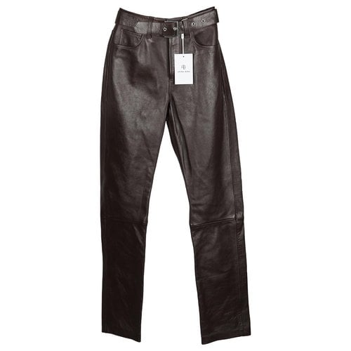 Pre-owned Anine Bing Leather Trousers In Brown