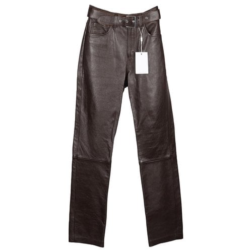 Pre-owned Anine Bing Leather Trousers In Brown