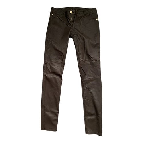 Pre-owned Michael Kors Leather Trousers In Brown