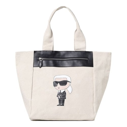 Pre-owned Karl Lagerfeld Cloth Tote In White