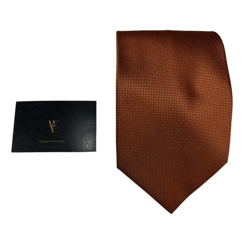 Pre-owned Valentino Garavani Silk Tie In Orange