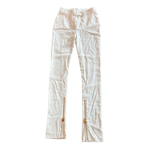 Pre-owned Tom Ford Linen Straight Pants In White
