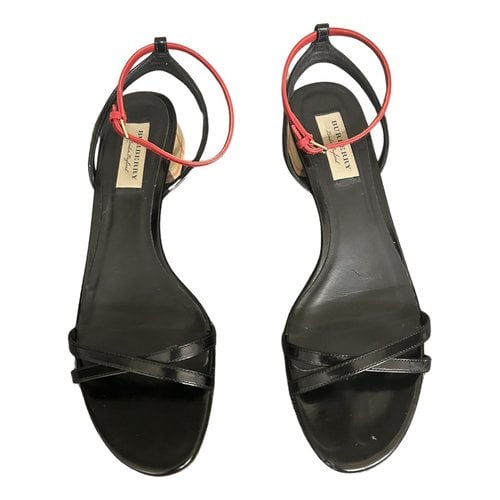 Pre-owned Burberry Patent Leather Sandal In Black