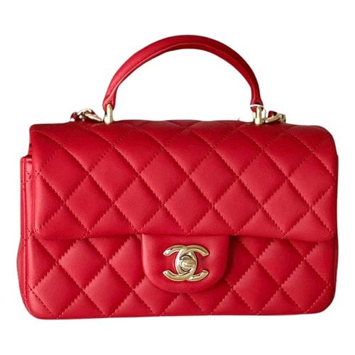 Pre-owned Chanel Timeless Classique Top Handle Leather Crossbody Bag In Red