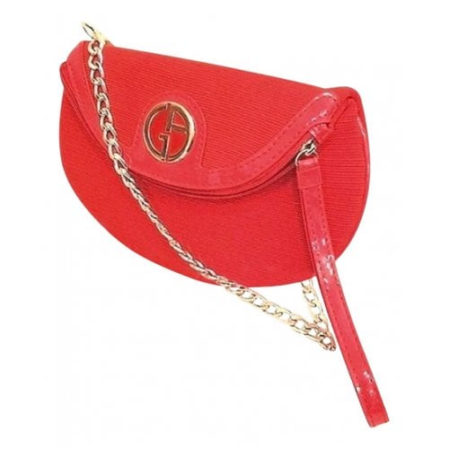 Pre-owned Giorgio Armani Vegan Leather Crossbody Bag In Red