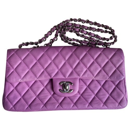 Pre-owned Chanel Timeless/classique Leather Handbag In Purple