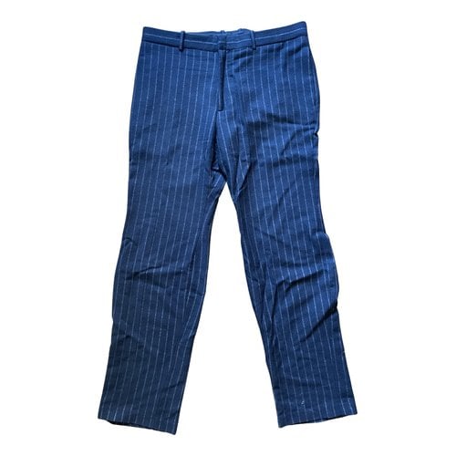 Pre-owned Alexander Mcqueen Wool Trousers In Blue