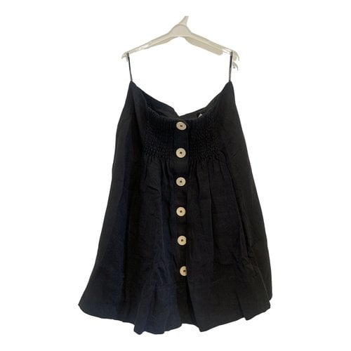 Pre-owned Sonia Rykiel Linen Mid-length Skirt In Black