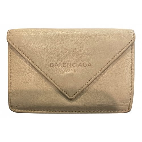 Pre-owned Balenciaga Leather Wallet In Beige