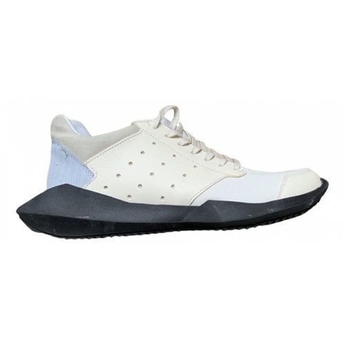 Pre-owned Rick Owens Leather Low Trainers In White