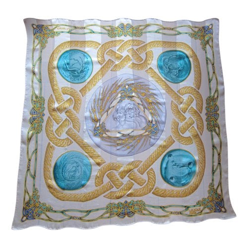 Pre-owned Lalique Silk Handkerchief In Ecru