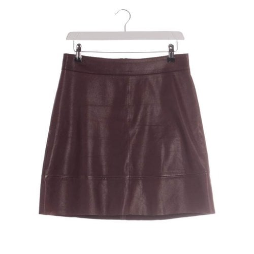 Pre-owned Hugo Boss Leather Skirt In Red