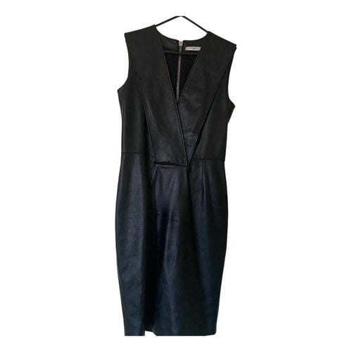 Pre-owned Givenchy Leather Mid-length Dress In Black