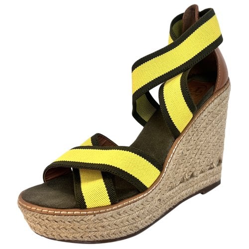 Pre-owned Tory Burch Cloth Espadrilles In Yellow