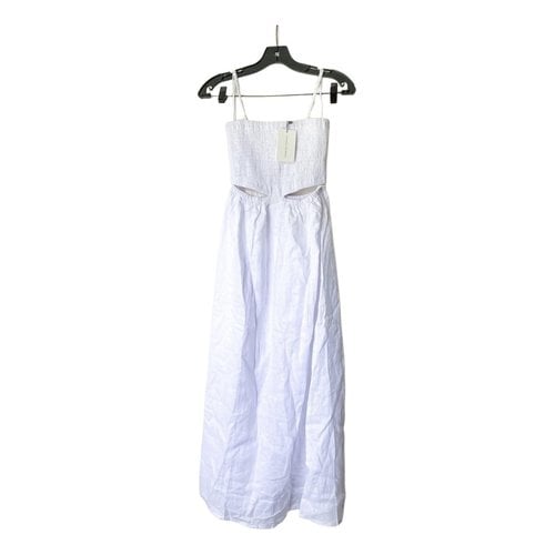 Pre-owned Faithfull The Brand Linen Mid-length Dress In White