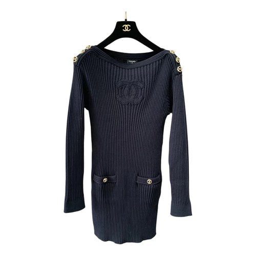 Pre-owned Chanel Mid-length Dress In Navy