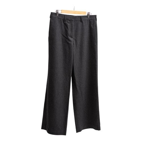 Pre-owned Calvin Klein Wool Straight Pants In Black