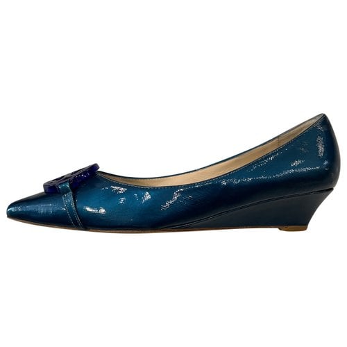 Pre-owned Lk Bennett Patent Leather Ballet Flats In Blue