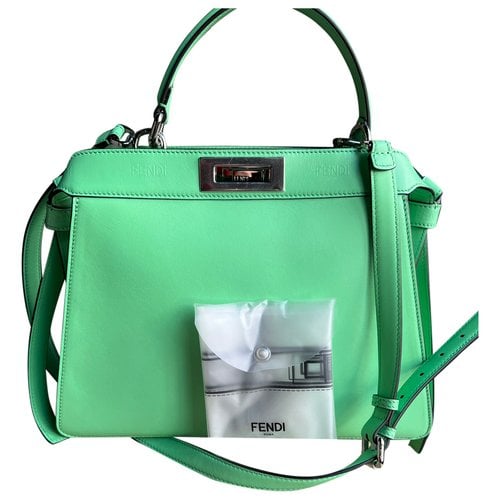Pre-owned Fendi Peekaboo Iseeu Leather Handbag In Green