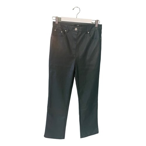 Pre-owned 7 For All Mankind Vegan Leather Trousers In Green